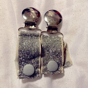 Silver glitter tubie IV feeding oxygen tube clips